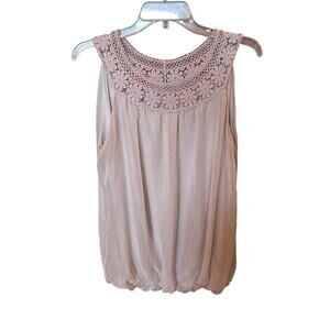 Ambra Women’s Pink 100% Silk Sleeveless Blouse Lined Made In Italy Size Large